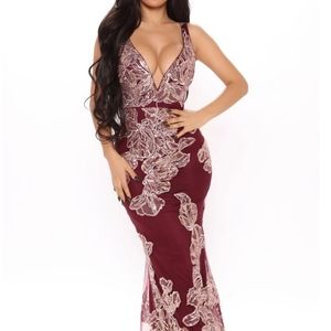 Wine sequin maxi
